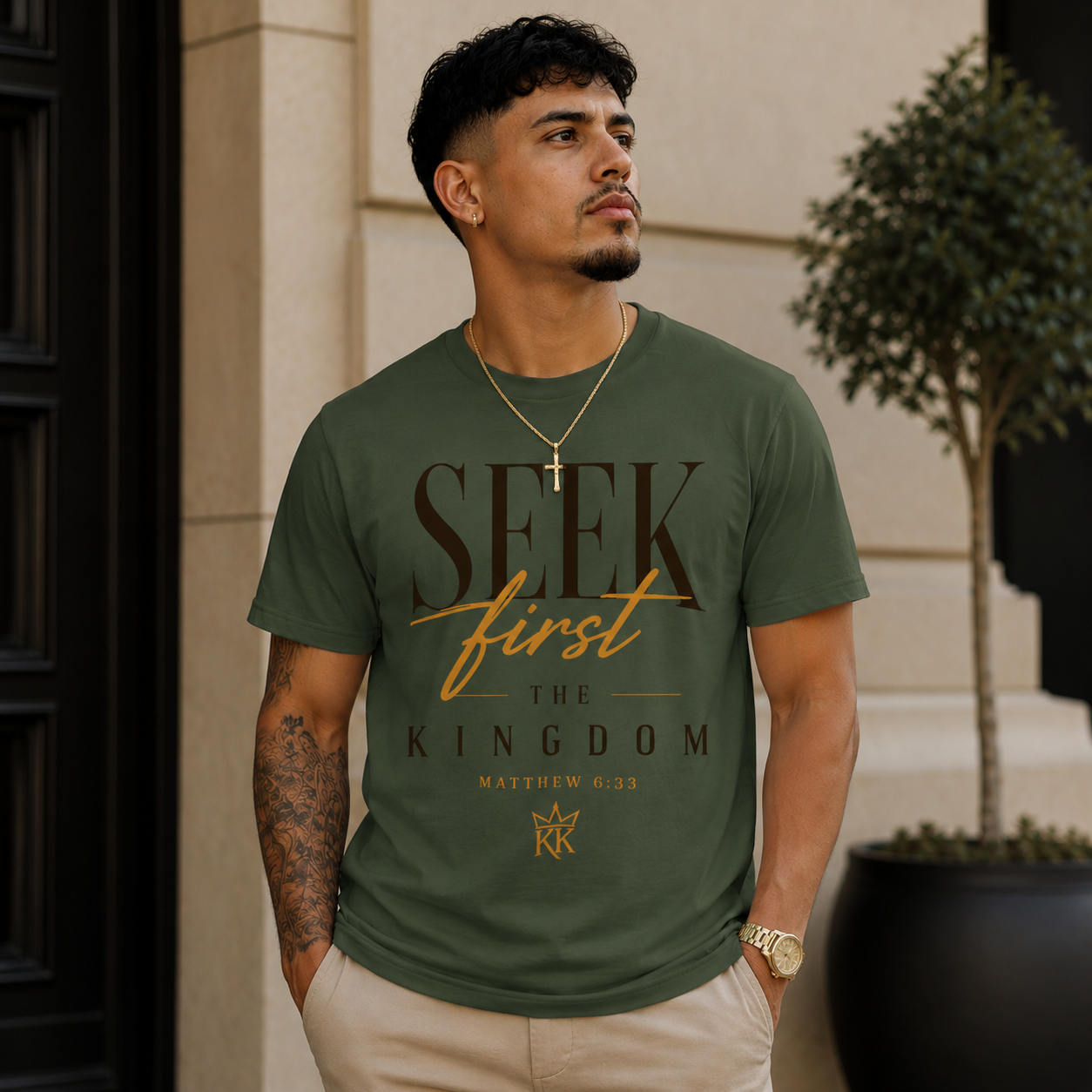 Seek First The Kingdom Tee — Classic | Matthew 6:33 | Kingdom Kame Garments