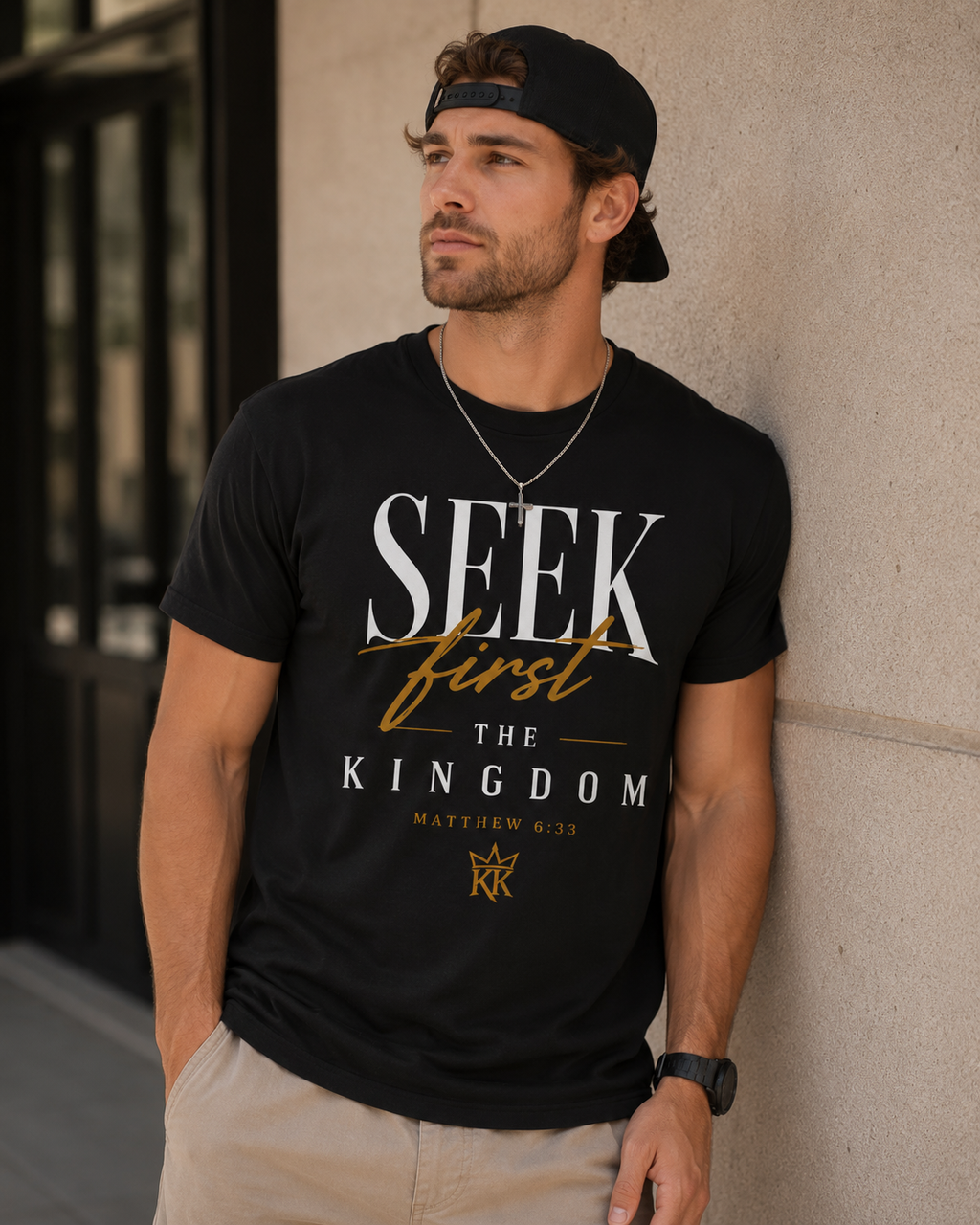 Seek First The Kingdom Tee — Bold | Matthew 6:33 | Kingdom Kame Garments