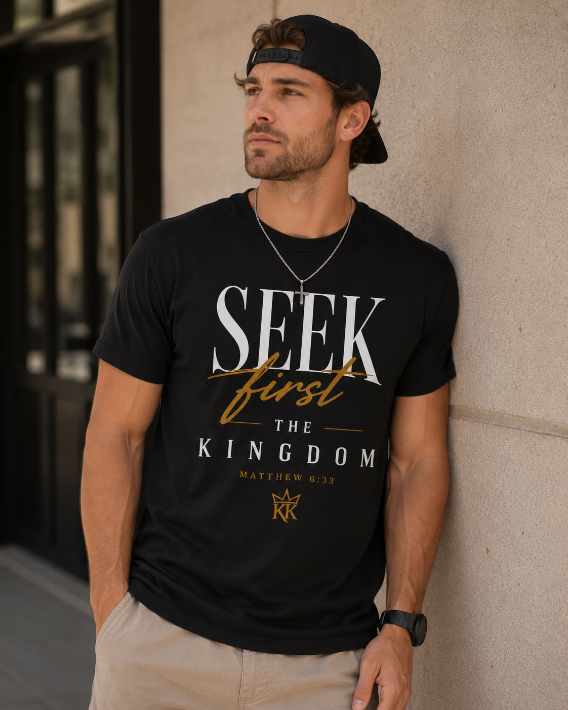 Seek First The Kingdom Tee — Bold | Matthew 6:33 | Kingdom Kame Garments