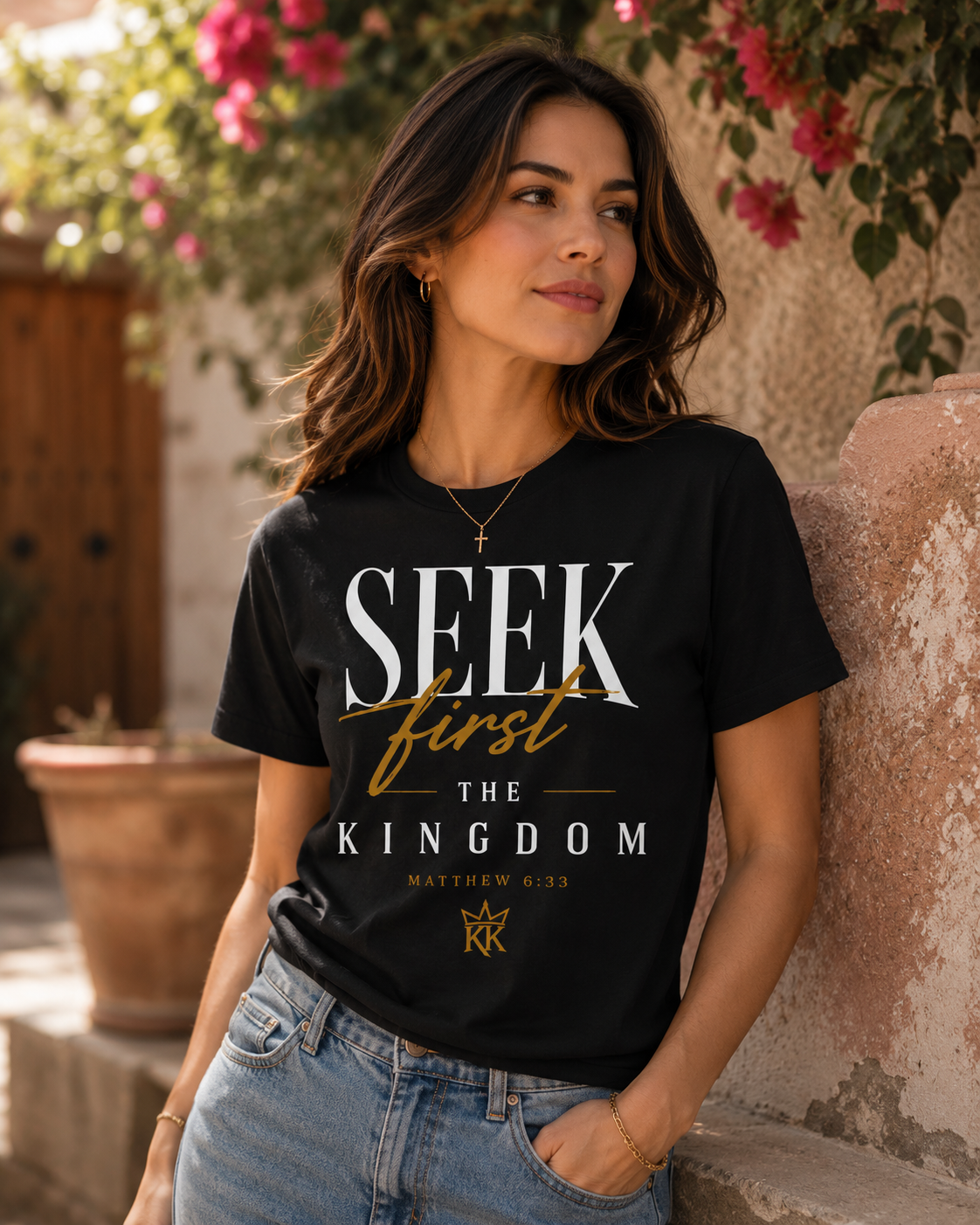 Seek First The Kingdom Tee — Bold | Matthew 6:33 | Kingdom Kame Garments