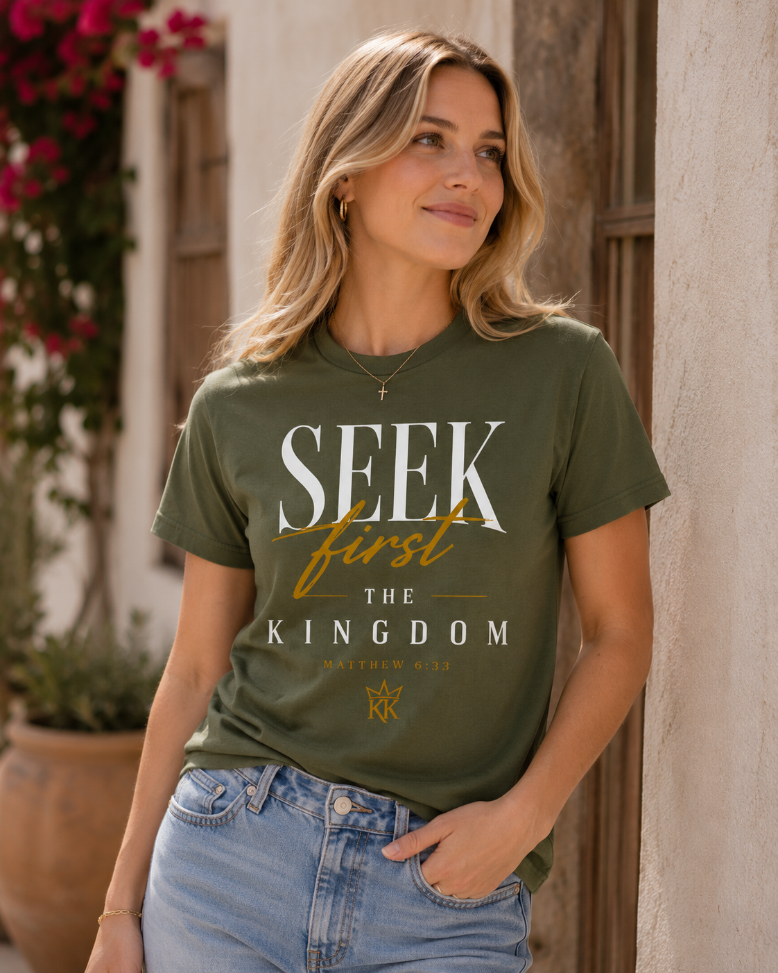 Seek First The Kingdom Tee — Bold | Matthew 6:33 | Kingdom Kame Garments