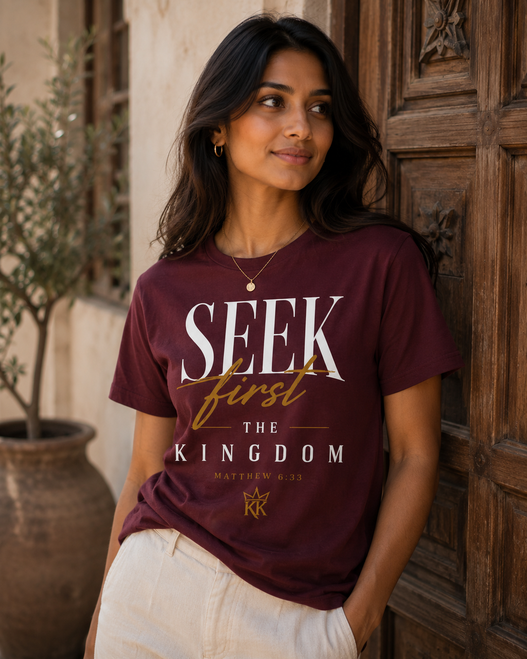 Seek First The Kingdom Tee — Bold | Matthew 6:33 | Kingdom Kame Garments