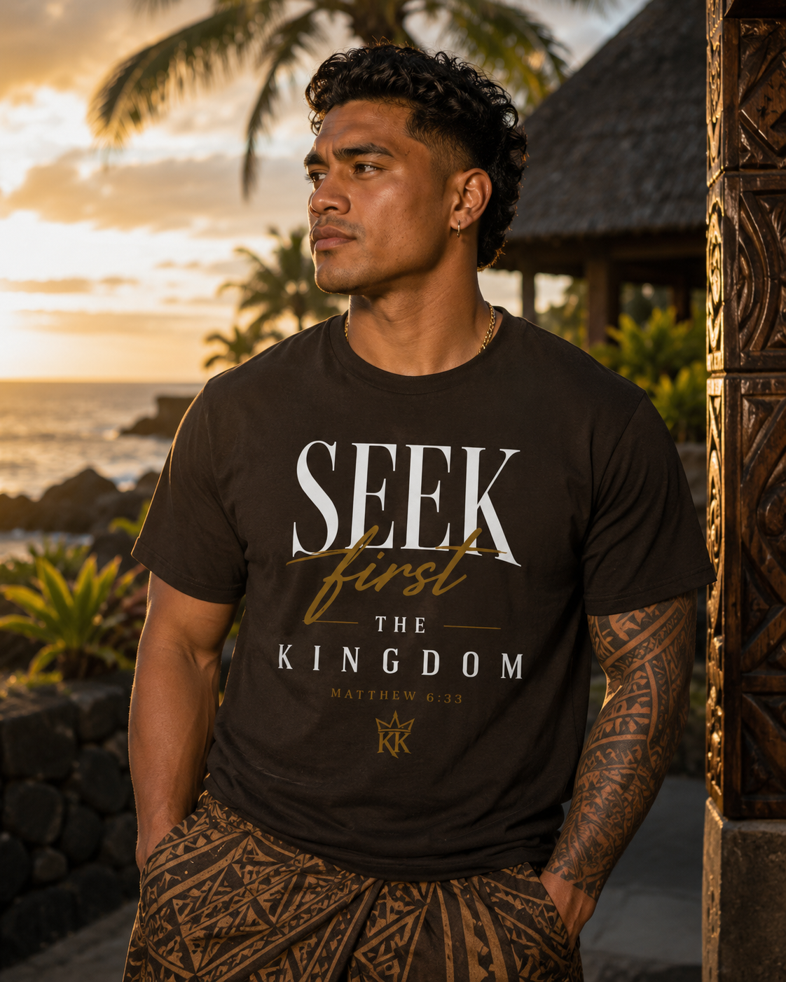 Seek First The Kingdom Tee — Bold | Matthew 6:33 | Kingdom Kame Garments